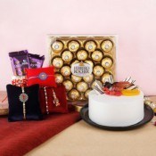 Fruit Cake Big Ferrero Rochers 2 Silk 2 Brother Rakhi 1 Lumba Rakhi 1 Kid Rakhi Roli Chawal