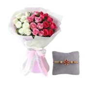 Rakhi with Mixed Roses Bouquet