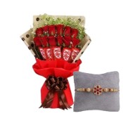 Rakhi with Chocolates and Bouquet Of Red Roses