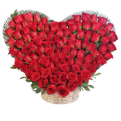 Heart Shaped Basket Of 100 Red Roses