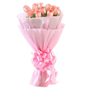 12 Pink Roses Bouquet