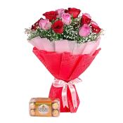 Red Pink Rose and Chocolates Combo