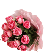 Bunch of 12 Pink fresh roses