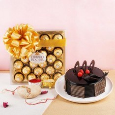 Chocolate Cake Big Ferrero Rochers 1 Rakhi Roli Chawal