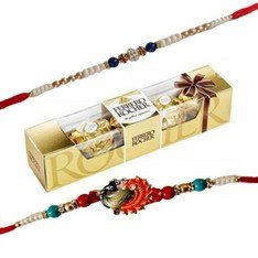 Classic Flora Rakhi With Ferrero Rocher 4 Pcs