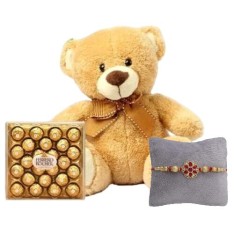 Rakhis with Chocolates and Teddy Bear