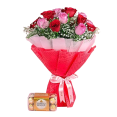 Red Pink Rose and Chocolates Combo