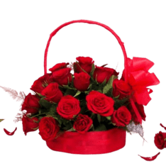 Basket of 25 Red Roses