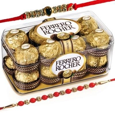 Classic Flora Rakhi With Ferrero Rocher 16 Pcs