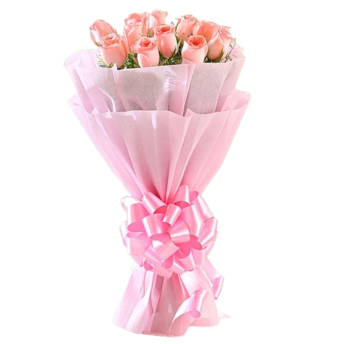 12 Pink Roses Bouquet