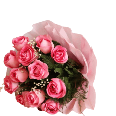 Bunch of 12 Pink fresh roses